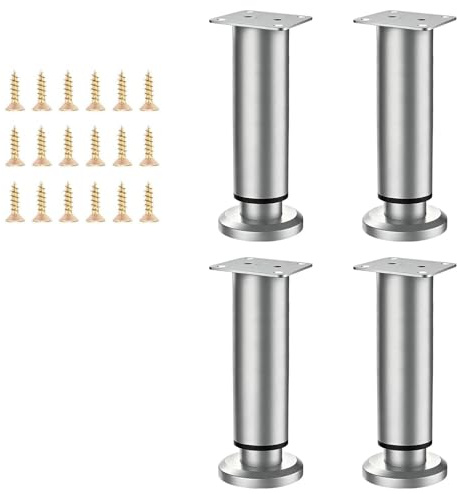 Patas Regulables para Muebles de Baño y Armario 25-42cm 4uds Metal Gris