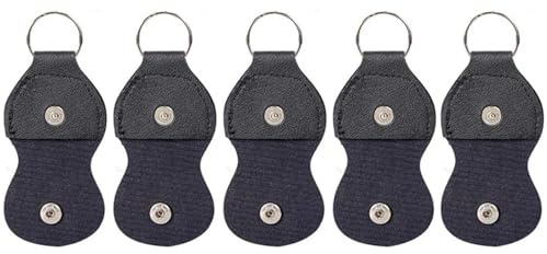 Nyckelring med plektrumhållare, Guitar Pick Bag 35ST PU Läder Flerfärgad Förvaringshållare Väskor Tillbehör(Black)