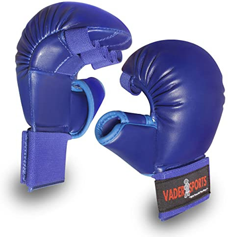 Vader Sports - Karate Handschuhe Kinder Junior Vollkontakt Handschuhe - Small - Blau, S (Alter 5-10 Jahre)