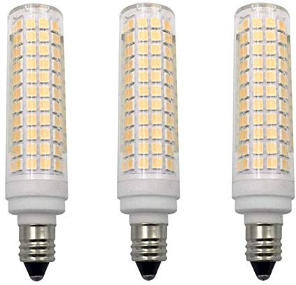 K JINGKELAI E11 LED Bulbs Dimmable 10W(Equivalent to 100W Halogen Bulbs Replacement) 110V Warm White 3000K LED Corn Light Bulbs JD T4 E11 Mini Candelabra Base,Dimmable,136 LED 2835 SMD,3 Pack