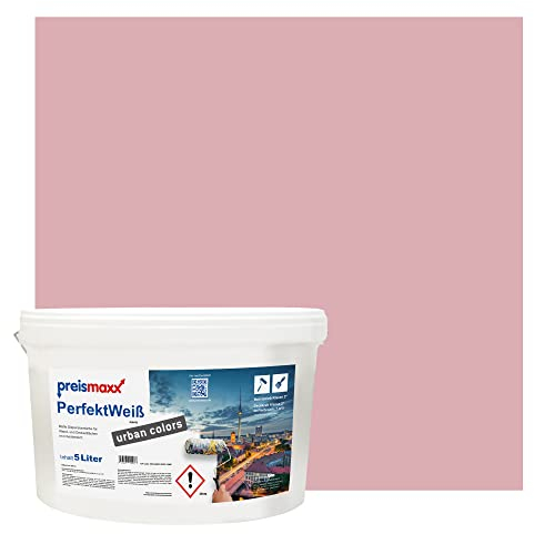 Preismaxx Perfektweiß urban colors, bunte Wandfarbe, rosa, pink, kirschblüte, cherry blossom 5L, Innenfarbe, hohe Deckkraft Klasse 2, matt