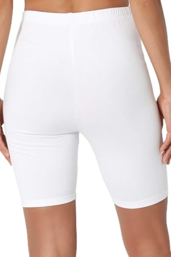 Womens shorts 1/2 Length above-Knee Cycling women Slinky Active Sport Gym Running Casual Yoga Fashionable Under Skirt Shorts Knee Leggings Shape Stretchy Hot Pants Fitness Fitted Girls White