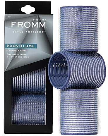 Fromm ProVolume 2 Self-Grip Ceramic Ionic Thermal Hair Rollers, 3 Count, Large Salon Quality Hair Curlers for Medium to Long Length Hair and Curtain Bangs