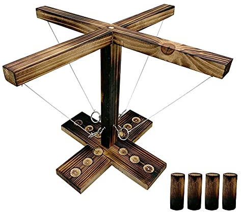 Yicare 4 Personen Interaktives Spielen Game, Toss Haken und Ring Spiel, Ringwurfspiel aus Holz, Party-Wurfspiele, Trinkspiele, Party Spiel für Family Bar Fun, Party-Wurfspiele