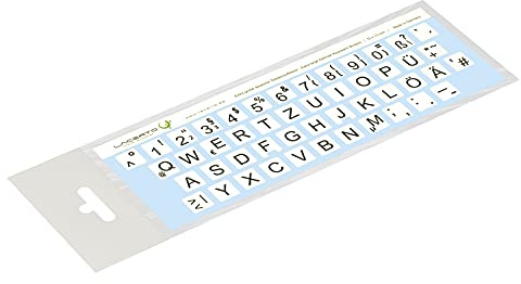 Lacerto® | 12x13mm, extra große Zeichen, deutsche Tastaturaufkleber für Sehbehinderte und Senioren, mit mattem kratzfestem Schutzlaminat, QWERTZ | Farbe: Weiß/Schwarz
