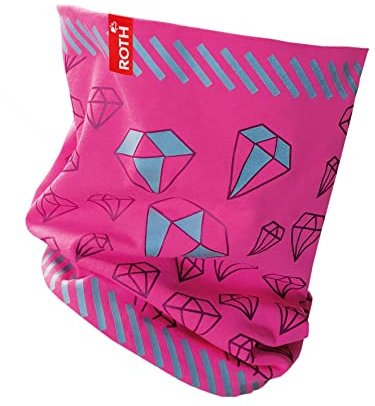 Röd jerseytubhalsduk för barn med reflekterande element, justerbar storlek 5–8 år, ROSA, Grundschulalter bis ca. 8 Jahre, Kopfumfang 50-54cm