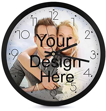 JWBCUU Custom Wall Clock, Personalized Wall Clock with Photo/Image Text Non-Ticking Clock Silent Customized Digital Wall Clocks Customized Gift for Living Room Kitchen Bathroom Home Decor 10''