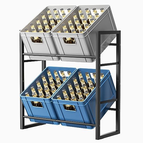 pickpiff Getränkekistenregal, 4 Kasten freistehend Kistenständer, Bierregal unabhängiges Getränkeregal Küchenregal Kleidungsspeicherregal, für Wohnzimmer, Schlafzimmer, Küche, Weinkeller