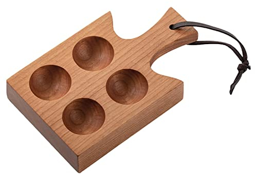 Duiaynke Huevera de madera con diseño de asa, fácil de obtener huevos, organizador portátil, bandeja de estilo japonés para cocina, restaurante, adorno (A)