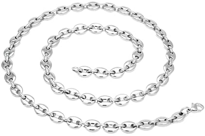 925 Sterling Silver Bean Necklace For Men Women, 14K Yellow Gold 5mm Coffee Bean Chain Necklaces Pig Nose Chains Bracelets Punk Hip Hop Jewelry Handmade Necklace, Coffee Bean Necklace For Women Men,
