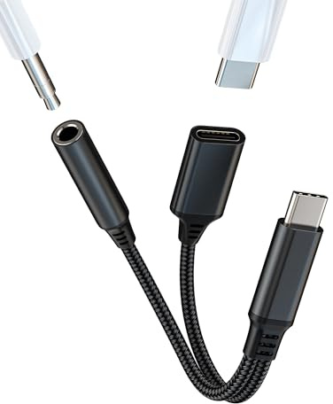 USB-C to 3.5mm Headphone Adapter(2in1)DAC Audio Charging Dongle for Apple iPhone15 Pro Max Plus for iPad Air Mini Type C Charger Jack Splitter Cable Aux Cord Compatible for Samsung Galaxy S23 Note 10