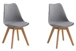 Dining chairs having wooden legs with cushion padded style, multi-color dining chairs, living room, chair for bedroom, home office furniture (2, Grey)