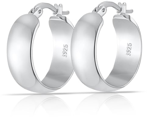 Rajputana Creolen Silber Groß 925 Für Damen 8mm Breite Large Hoop Earrings Hypoallergene Echt Silber Creolen Große Für Frauen Leichte Klobige