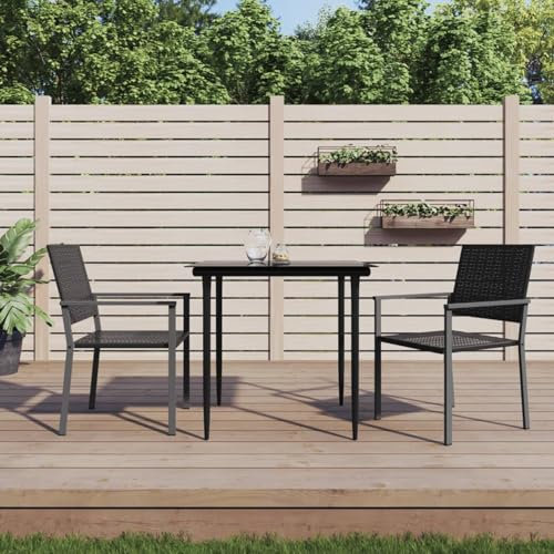 JUDYY Gartenstühle 2 STK. Schwarz 54x62,5x89 cm Poly Rattan Gartensessel, Campingstuhl, Hochlehner, Balkonmöbel, Balkonstuhl, Terrassenstühle, Balkon Stuhl, 364098