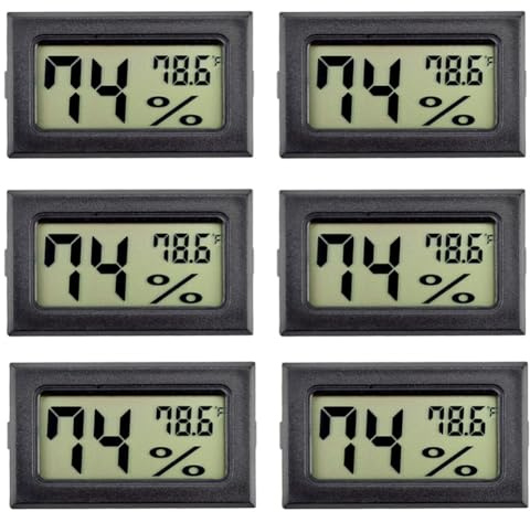Fowecry 6Piece Mini Hygrometer Indoor Humidity Meter Hygrometer Digital Thermometers Humidity with (℉) for Greenhouse, Garden