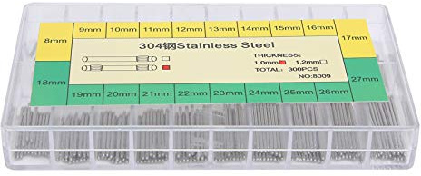 1.0mm Thickness Watch Bracelet Pin Friction Bar, Stainless Steel Watch Pin Friction Bar, 8 to 27mm Watch Band Clasp Tube Friction Pin for Repair