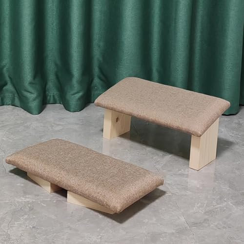 UPWONEC Meditationshocker, Fester Holzfaltmeditationshocker, Leicht Auszuführen, Yoga -Meditationshocker, Kniendem Teehock, Geneigter Stuhl,Beige
