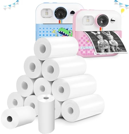 Strehknewen 12 Rollen Nachfüllpapier für Kinderkamera – Thermopapier 57mm x 30mm BPA-frei, Weißes Druckpapier für Sofortbildkameras & Mini-Drucker, DIY Fotos & Notizen