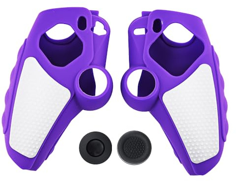 JZ Anti-Rutsch PS5 Controller Case, Weichgummi Case Protector für ps5,Silikon PS5 Controller Cover mit Daumen Griff Lücken waschbar -Purple