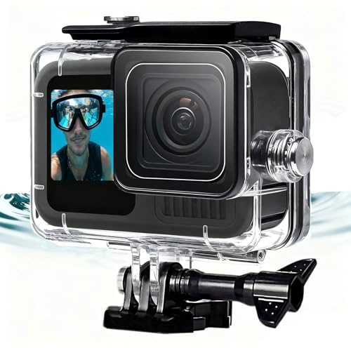 60M wasserdichte Gehäuse für GoPro Hero 9/10/11/12/13 | 60M Wasserresistente Tauchen Schutzhülle für Gopro Hero9/10/11/12/13 Action Camera.Schnellmontage Klammer & Anti-Fog-Einsätze