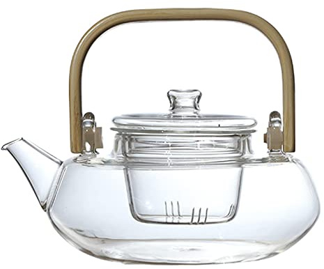 Tetera de vidrio hoja suelta resistente al calor Kung Fu té cocina lavavajillas seguro 800ml