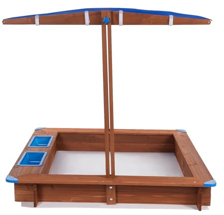 Czyurachel Sandbox con copertura, 126 x 121 x 118 cm, sabbiera con tetto, sabbiera con interruttore di sollevamento, design senza fondo e tappetini in PVC, per cortili, giardini, terrazze, spiagge