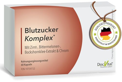 DocVital® Blutzucker Komplex 60 Kapseln hochdosiert - Unterstützung des normalen Blutzuckerspiegels* & bei Insulinresistenz - mit u.a. Ceylon Zimt, Chrom, Magnesium - deutsches Qualitätsprodukt