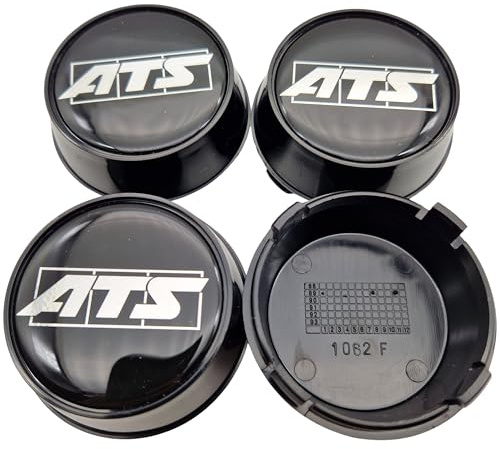 4X ATS Cup Nabendeckel 62mm Schwarz Glanz (N1062) Logo Silber (ATH) - Original Felgendeckel/Nabenkappe/Hubcap