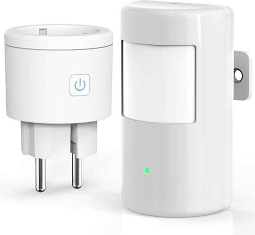 ASOFTY Bewegungsmelder Steckdose, Infrarot Bewegungsmelder mit Funksteckdosen, Funk-Bewegungsmelder mit Lichtsensor, Infrarot Bewegung Aktivierung Schalter für Lampe, Haushaltsgeräte, Innen/Aussen