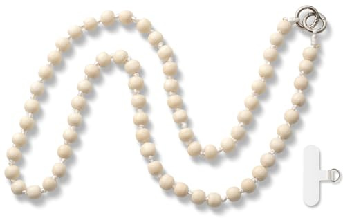 MORSUNBELA Handykette Perle Handykette 120 cm Handyband zum Umhängen Holzperlen Lanyard, für Schlüsselband Halsband Tascheband, Handyanhänger - Khaki
