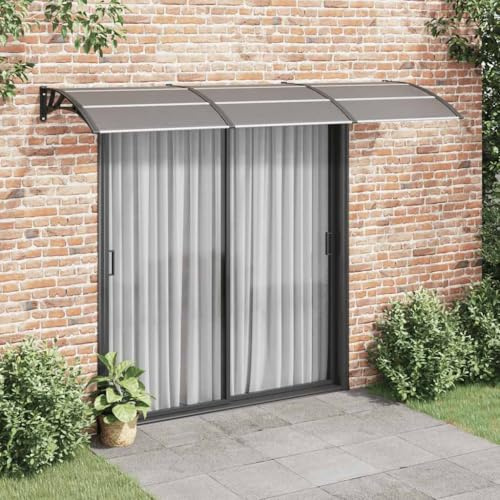 Auvent de Porte Extérieur,300 x 100 cm,Polycarbonate Résistant,Noir,Cadre Aluminium et ABS,Protection Contre la Pluie et Intempéries,Marquise de Porte Exterieur,Auvent Porte d'Entrée