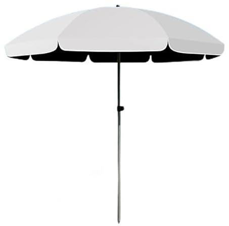 Parasol de plage inclinable et réglable de 3 m avec 8 baleines - Idéal pour terrasse ou jardin - Protection UV - Blanc - Idéal pour la détente d'été