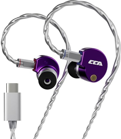 CCA Phoenix - Cuffie in-ear monitor – Driver dinamico a doppio magnete IEM con suono chiaro HiFi e bassi profondi, auricolari professionali da gioco interamente in metallo per musicisti, cantanti e