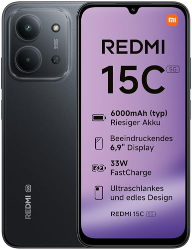 XIAOMI Smartphone Redmi 15C 4GB- 128GB- 6.9'- 5G- Negro