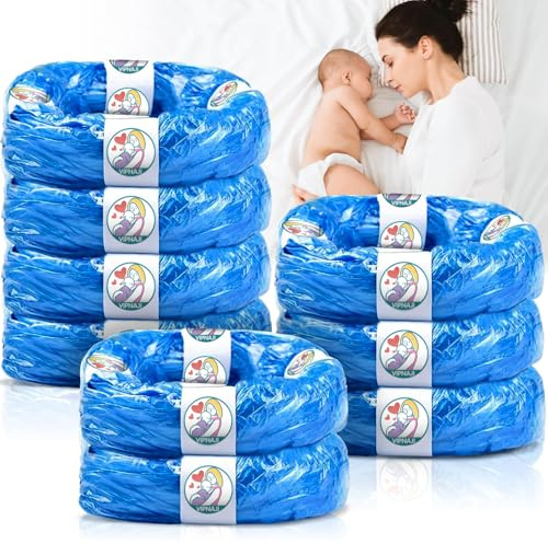 HYOJCWU 9-pack påfyllningskassett för blöjhink Dress-Up och Classic XL, blöjhink påfyllningspåse kompatibel med alla kattströ hinkar, utmärkt tätning seghet 9 × 6,5 m