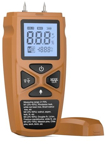 Garosa Humidimètre pour Bois, Thermomètre de Haute Précision avec écran LCD, Réponse Rapide et Conservation des Données pour les Menuisiers et les Charpentiers (YELLOW)
