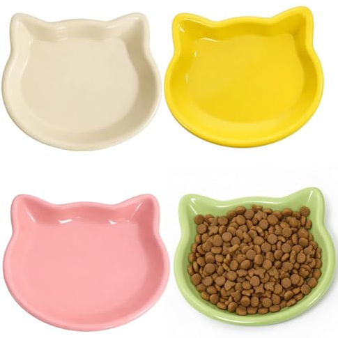 4 Pcs Cat Bowls, 15 * 12cm Kitten Bowls, Kitten Food Bowls, Cat Dishes Low Edge Design Is Easy To Clean and Cat Feeding Bowls Suitable for Households With Multiple Pets