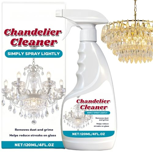 Chandelier Cleaner Drip Dry Spray,No Wipe Spray Away Dust Remover,No Wipe Dust Remover Spray for Mirrors & Chandeliers,Effortless & No Wipe Glass Cleaner Spray,Dry Chandelier Cleaning Spray