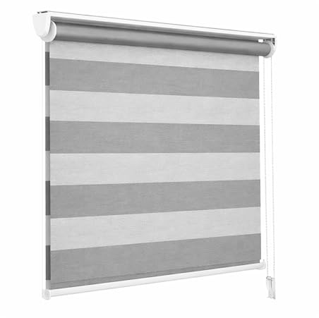 WEIDA | Estores Enrollable | Doble Capa Noche y Día | Tejido de Poliéster y PVC | Control de Luz y Privacidad | Diseño Moderno para Ventanas y Puertas | Tejido Duradero | 180x80 cm (1, Gris)