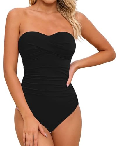 Generisch Bañador tipo bandeau para mujer, elegante, push up, con espalda abierta, transpirable, cómodo, diseño floral, traje de baño elegante, bikini de playa