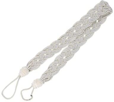 LIFKICH Cinturón Accesorios Decorativos de Poliéster para Sujetar Cortinas Beige, 2 Piezas Alzapaños Trenzados Artesanales para Baño y Dormitorio