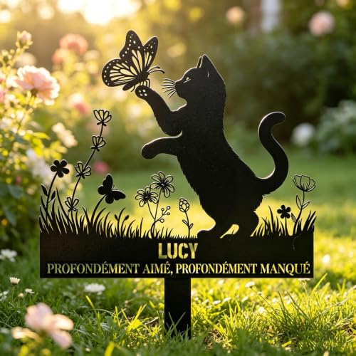 WBW Pierre Tombale Personnalisée Chien Chat Plaque Commémorative Funéraire，ChatD