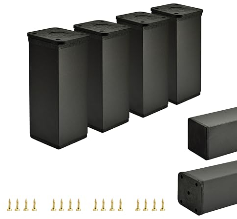 Alusfera Möbelfüße - Höhenverstellbar - Möbelfüße Verstellbare - Möbelfuß - Schrankfüsse - Möbelbeine 4 Stück 40x40mm - Metal Füße für Möbel 100mm - Möbelzubehör - Schwarz