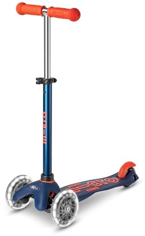 Micro Mini Deluxe LED | Kinderroller Premium 3 Räder mit batteriebetriebenen LED-Leuchten | Verstellbarer und Abnehmbarer Lenker | rutschfeste Plattform | Neigungsdrehung | Jungen und Mädchen | ab 2