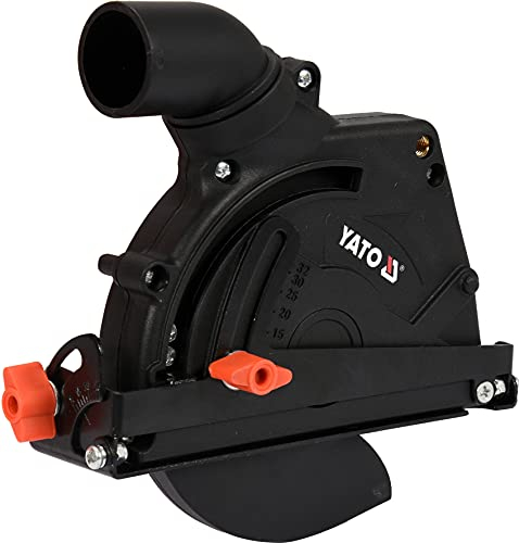 Grafner YATO Profi Universal Absaughaube für Winkelschleifer zum Trennen und Schneiden von Holz, incl. Sägeblatt 125 mm, M14 Aufnahme, stufenlose Tiefenverstellung, 28-36 Adapter Staubsauger, Schwarz