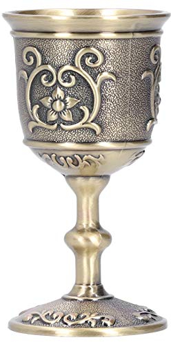 Bronze Wine,Chalice,Goblets Medieval,Bronze Wine Cup Vintage Goblet Embossed European Royal Chalice Whiskey Drink Party Supplies(L)