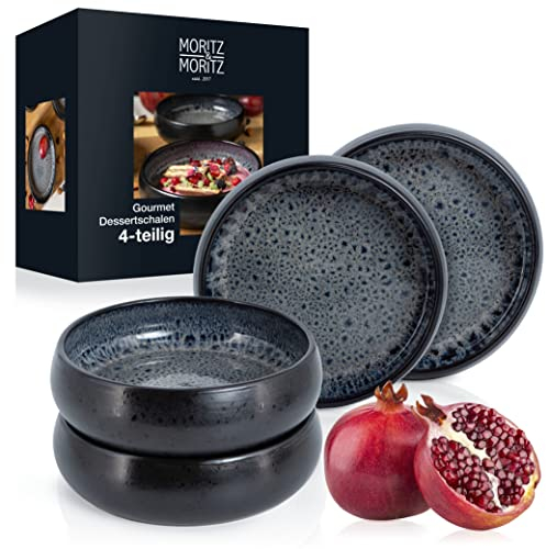 Moritz & Moritz SOLID 4 fuentes pequeñas de cerámica - 300 ml - fuentes de gres para dips, postres, aperitivos, sopas, ensaladas, helados, tapas y entremeses