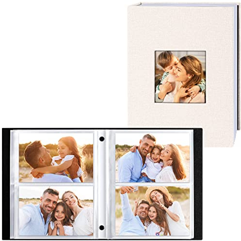 Lanpn Album Fotografico 10x15 200 con Tasche 2 Confezioni, Biancheria Porta Foto Album Portafoto Orizzontali 10x15cm Tascabile Tasca Beige