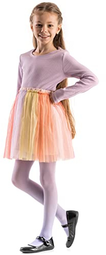 OVISSA Collant da Balletto per Ragazze Collant Scolastici per Bambine Resistenti con Piedi Morbidi Uniformi Scolastiche Danza Sport 50 DEN con Microfibra, Lilla 3-4 anni