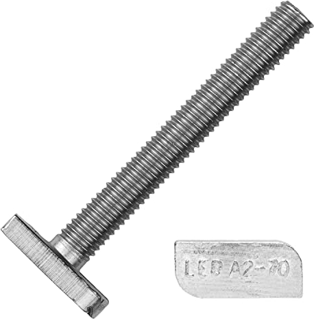Techtanium Hammerkopfschrauben M8 x 50 mm [für Montageschiene Typ 28/15] aus Edelstahl A2 (10 Stück) | Ankerschrauben | Gewächshausschrauben | Halfenschrauben